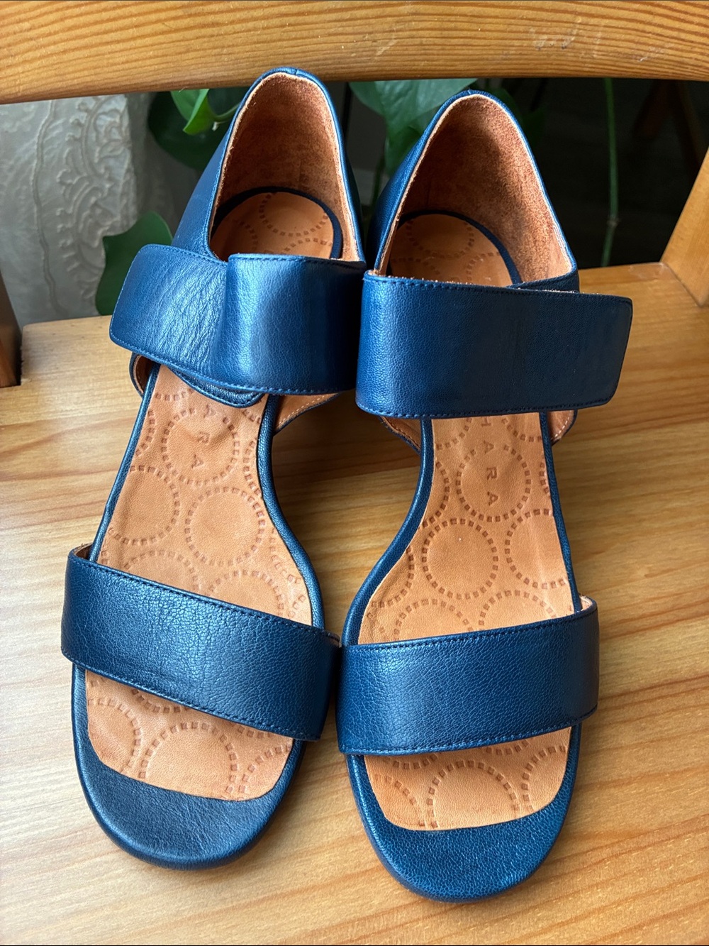 Chie Mihara Navy Blue Leather Dual-Strap Women’s Sandals